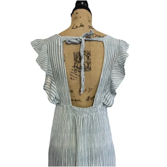 Womens Maxi Dress Ruffles Sleeveless Vneck Summer Spring Beach Coastal MEDIUM - Picture 5 of 12